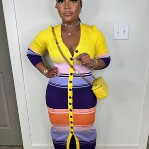 Colorful Striped Button-Down Dress